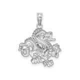 14k White Gold Dragon Pendant, Chinese Style Mythology Symbol for Men