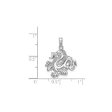 14k White Gold Dragon Pendant, Chinese Style Mythology Symbol for Men
