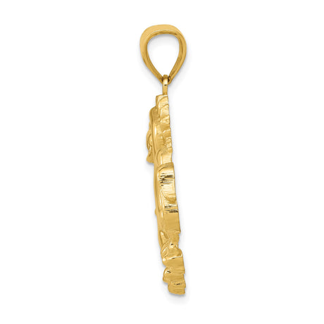 14k Yellow Gold Dragon Pendant, Solid Chinese Mythical Creature Talisman for Men or Unisex Wear