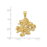 14k Yellow Gold Dragon Pendant, Solid Chinese Mythical Creature Talisman for Men or Unisex Wear