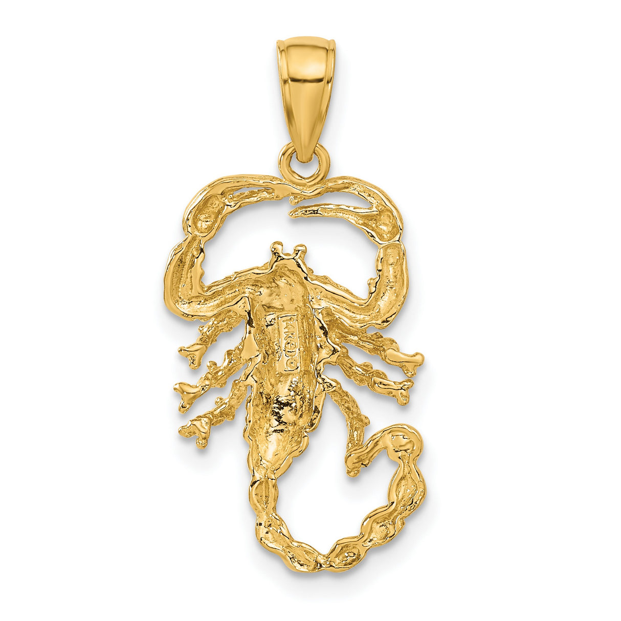 Solid Open-Back Scorpion Charm Pendant in Real 14k Yellow Gold