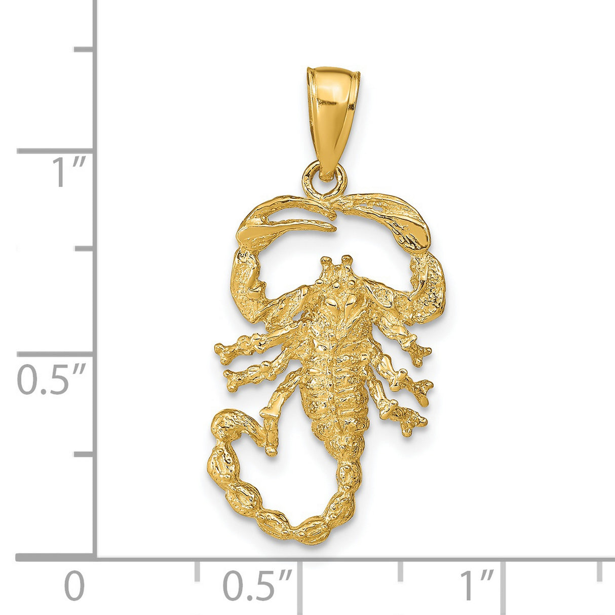 Solid Open-Back Scorpion Charm Pendant in Real 14k Yellow Gold