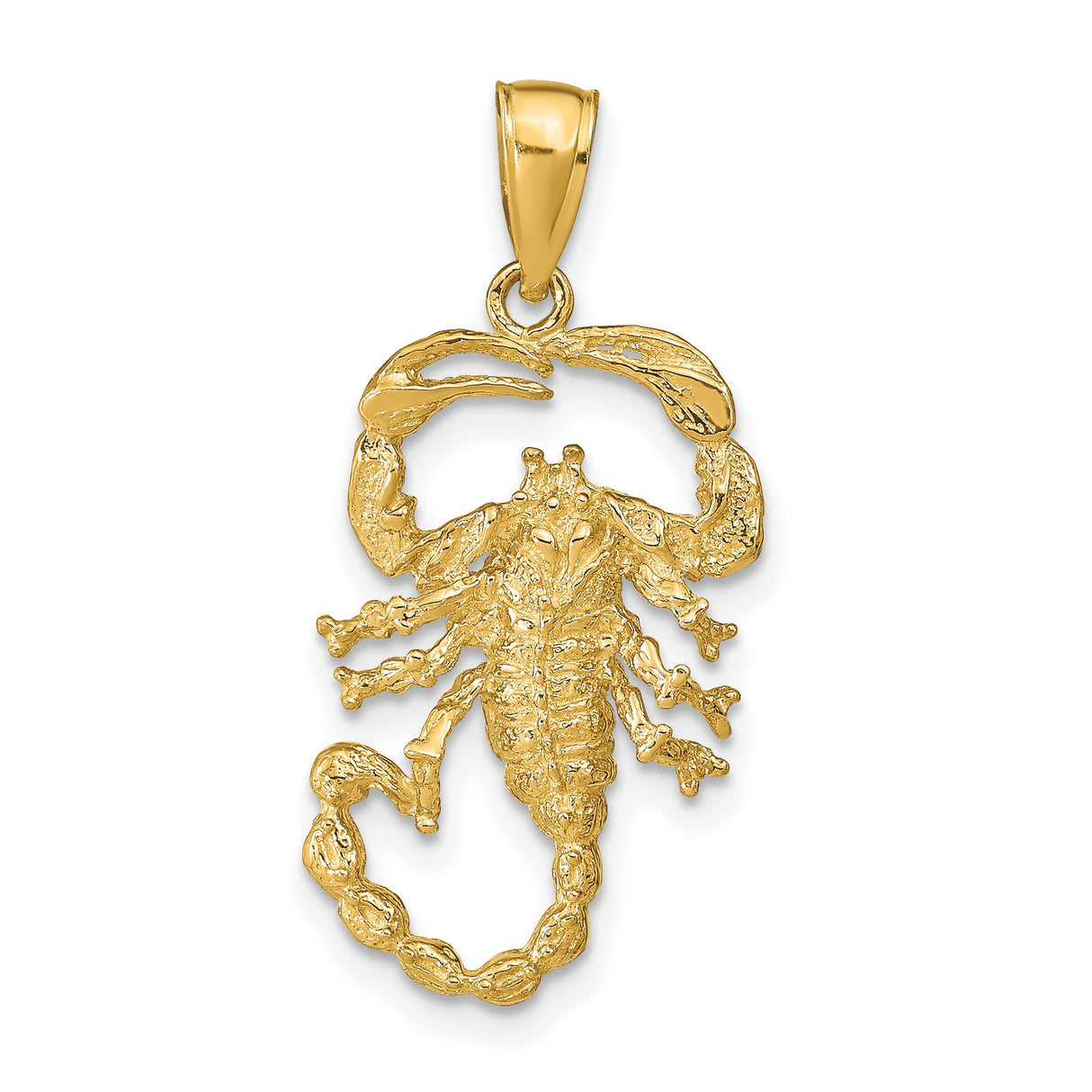 Solid Open-Back Scorpion Charm Pendant in Real 14k Yellow Gold