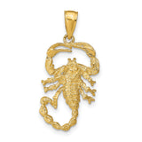 Solid Open-Back Scorpion Charm Pendant in Real 14k Yellow Gold