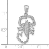 14k White Gold Scorpion Pendant, Textured Scorpio Zodiac Talisman for Men or Unisex