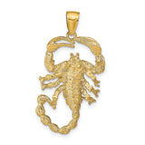 Large Solid Open-Back Scorpion Charm Pendant in Real 14k Yellow Gold