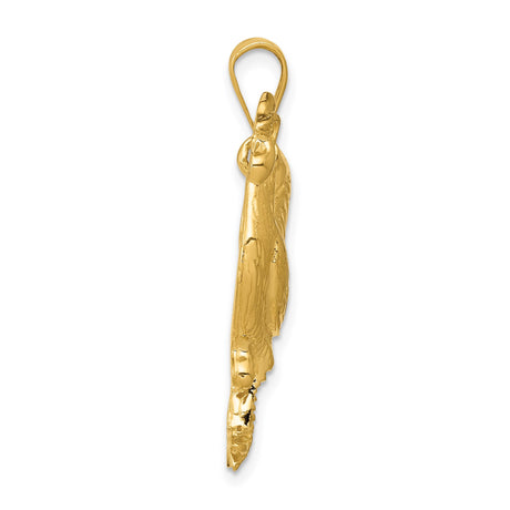 14k Yellow Gold Rooster Pendant, Zodiac Animal Symbol of Confidence and Courage, Unisex Charm Jewelry