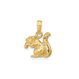 14k Yellow Gold Squirrel Pendant Charm with Nut, Detailed 3D Animal Design