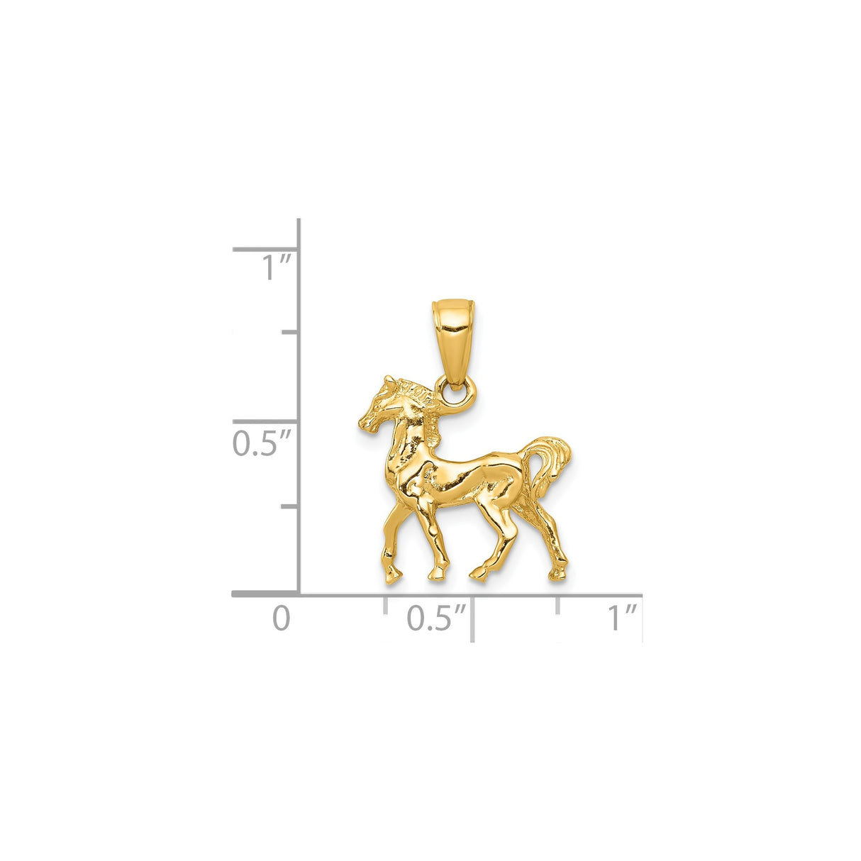 14k Yellow Gold Horse Pendant, Standing Horse Charm with Western Equestrian Theme for Women or Unisex
