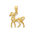 14k Yellow Gold Horse Pendant, Standing Horse Charm with Western Equestrian Theme for Women or Unisex