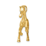 14k Yellow Gold Prancing Horse Pendant, Realistic Equestrian Charm for Women or Unisex Wear