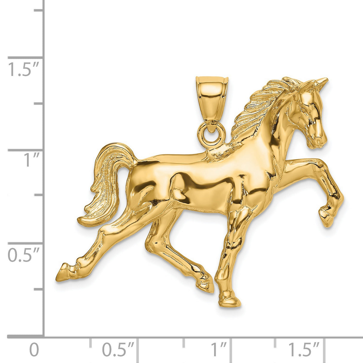 14k Yellow Gold Prancing Horse Pendant, Realistic Equestrian Charm for Women or Unisex Wear