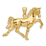 14k Yellow Gold Prancing Horse Pendant, Realistic Equestrian Charm for Women or Unisex Wear