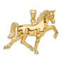 14k Yellow Gold Prancing Horse Pendant, Realistic Equestrian Charm for Women or Unisex Wear