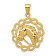 14k Yellow Gold Horse Head Pendant with Textured Rope Border, Western Equestrian Style