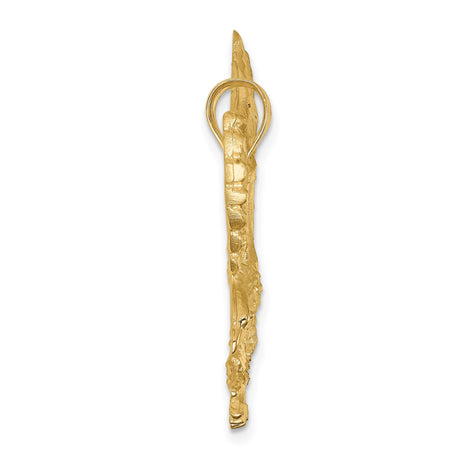 14k Yellow Gold Eagle Pendant with Outstretched Wings, High Polish Finish, Patriotic Theme, Mens Jewelry