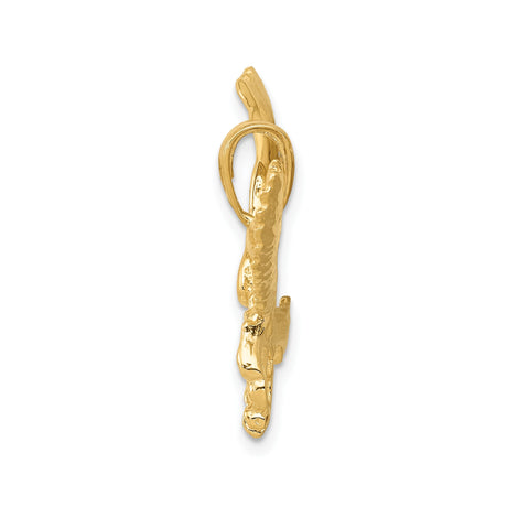 14k Yellow Gold Eagle Pendant with Outstretched Wings, Flying Eagle Symbol of Freedom
