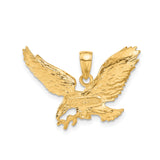 14k Yellow Gold Eagle Pendant with Outstretched Wings, Flying Eagle Symbol of Freedom