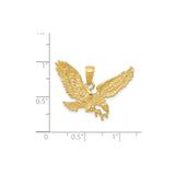 14k Yellow Gold Eagle Pendant with Outstretched Wings, Flying Eagle Symbol of Freedom