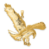 14k Yellow Gold Eagle Pendant with Detailed Outstretched Wings, Patriotic Symbol for Men or Unisex