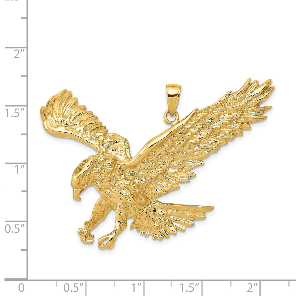 14k Yellow Gold Eagle Pendant with Detailed Outstretched Wings, Patriotic Symbol for Men or Unisex