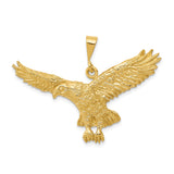 14k Yellow Gold Eagle Pendant, Majestic Outstretched Wings Symbolizing Freedom and Strength
