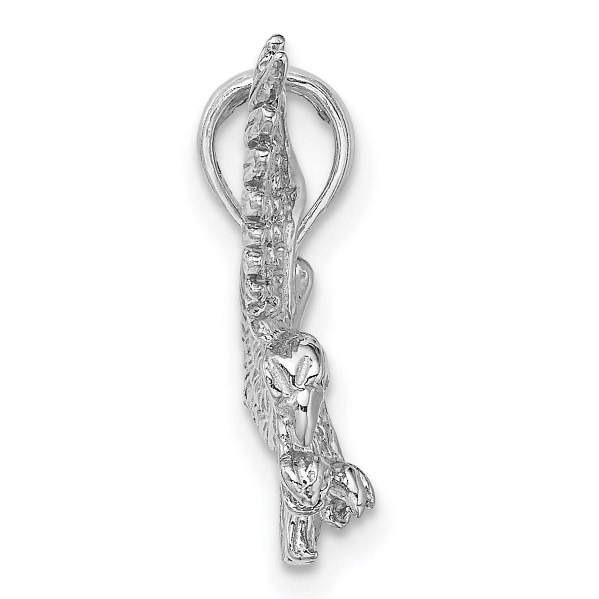 14k White Gold Eagle Pendant with Outstretched Wings and Talons, Patriotic Wildlife Jewelry for Men