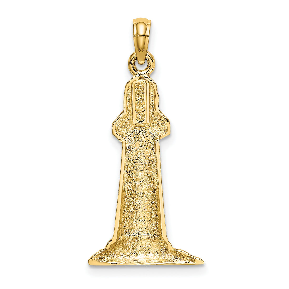 14k Yellow Gold Lighthouse Pendant with Brickwork and Ocean Wave Detail, Nautical Theme