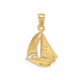 14k Yellow Gold Sailboat Pendant, Nautical Charm with Maritime Design, Unisex Ocean Symbol