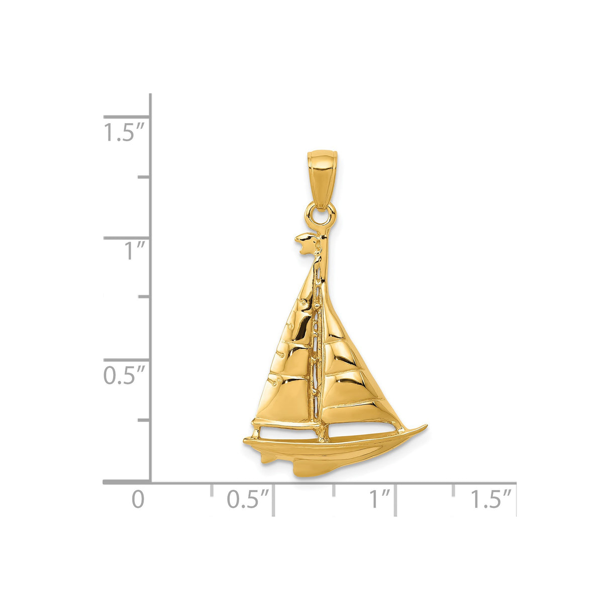 14k Yellow Gold Sailboat Pendant, Nautical Charm Symbolizing Adventure and Freedom