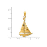 14k Yellow Gold Sailboat Pendant, Nautical Charm Symbolizing Adventure and Freedom