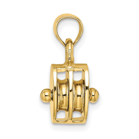 14k Yellow Gold Mezuzah Pendant with Raised Dot and Smooth Oval Design, Judaic Religious Charm