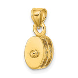 14k Yellow Gold Mezuzah Pendant with Raised Dot and Smooth Oval Design, Judaic Religious Charm