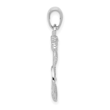 14k White Gold Anchor Pendant with Nautical Rope Design, Maritime Symbol of Strength and Faith