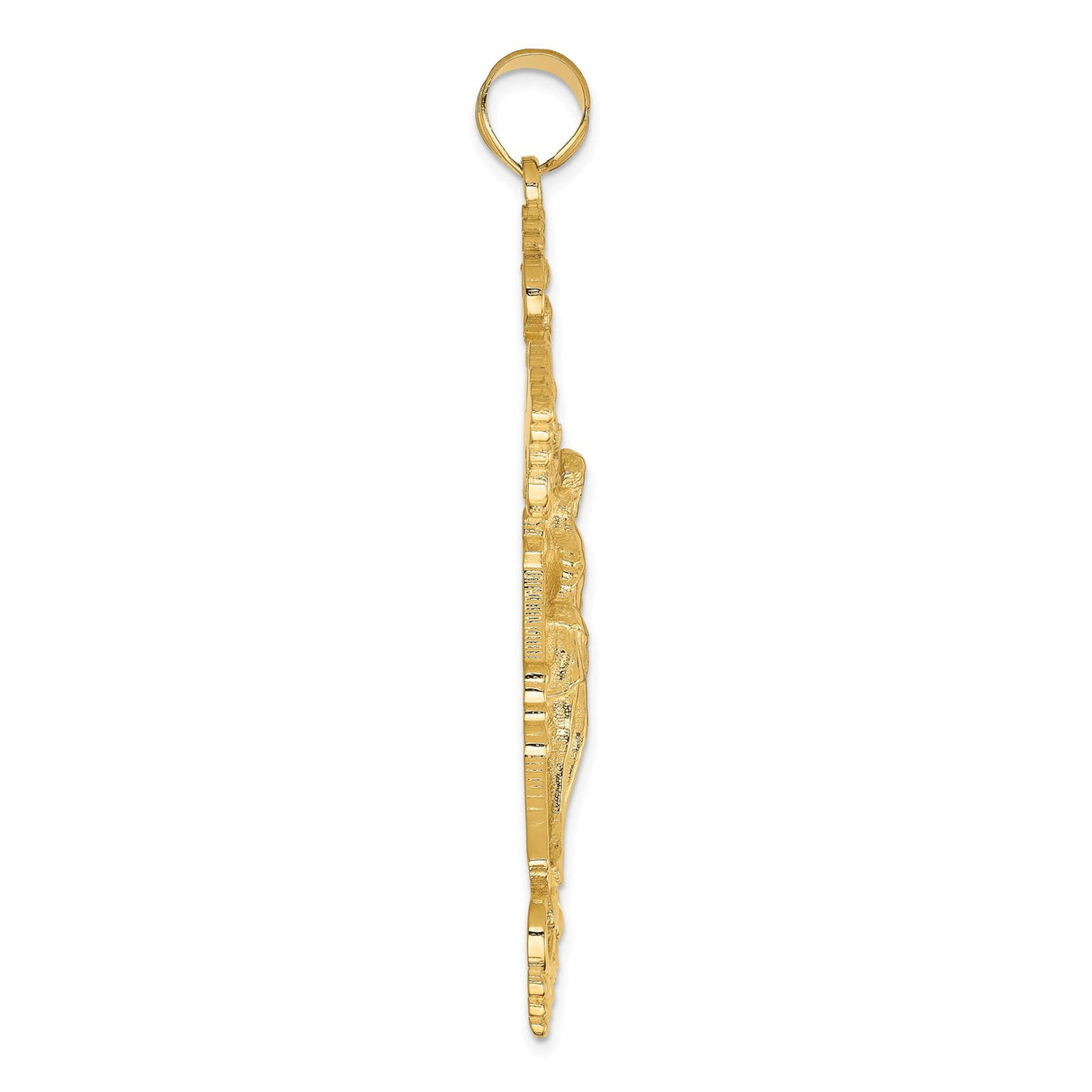 14k Yellow Gold Crucifix Pendant with INRI and Fleur De Lis, Vintage Baroque Christian Charm