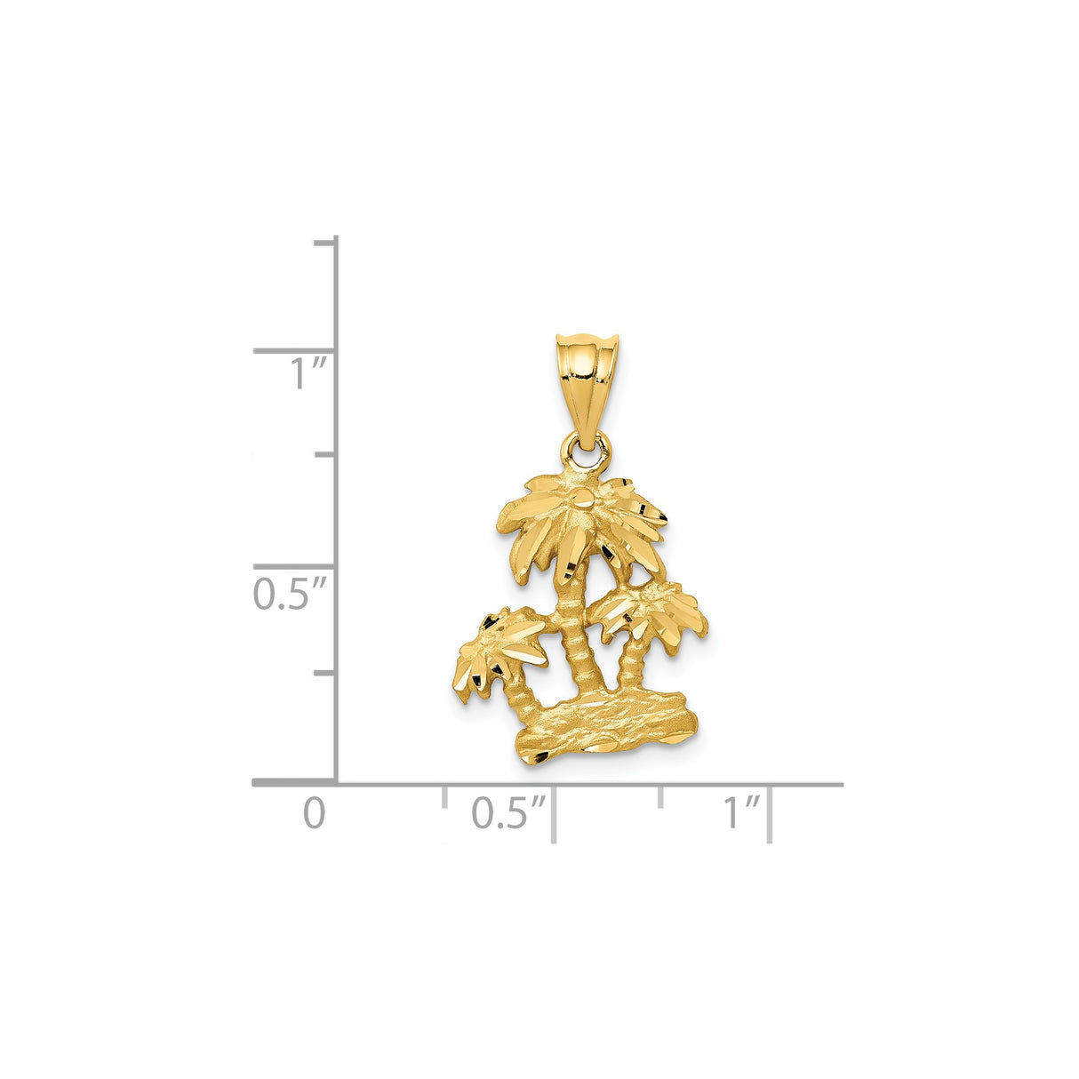 14k Yellow Gold Palm Tree Pendant, Tropical Island Charm, Summer Beach Vacation Style Jewelry