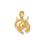 14k Yellow Gold Crab Pendant Charm, Open-Back Zodiac Jewelry for Cancer Sign