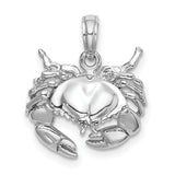 14k White Gold Crab Pendant, Cancer Zodiac Symbol, Marine Life Nautical Charm for Women or Unisex Wear