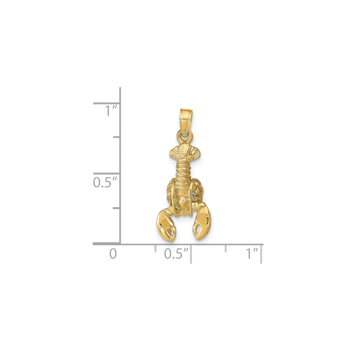 14k Yellow Gold Lobster Pendant, Detailed Crustacean Charm with Nautical Theme for Women or Unisex