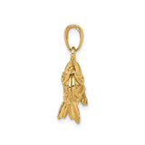 14k Yellow Gold Shrimp Pendant with Detailed Crustacean Design, Nautical Marine Theme