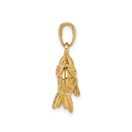14k Yellow Gold Shrimp Pendant with Detailed Crustacean Design, Nautical Marine Theme