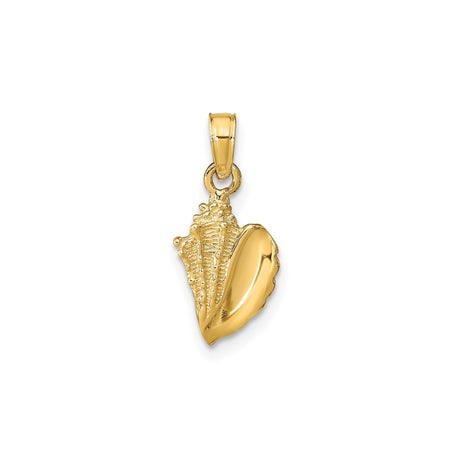 14k Yellow Gold Conch Shell Pendant, Nautical Coastal Charm for Women
