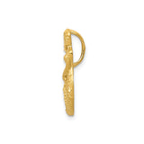 14k Yellow Gold Mermaid Pendant with Textured Detail and Starfish, Nautical Ocean Charm