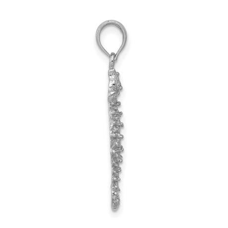 14k White Gold Seahorse Pendant, Ocean Animal Charm with Polished Nautical Design