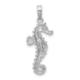 14k White Gold Seahorse Pendant, Ocean Animal Charm with Polished Nautical Design