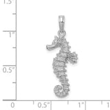 14k White Gold Seahorse Pendant, Ocean Animal Charm with Polished Nautical Design