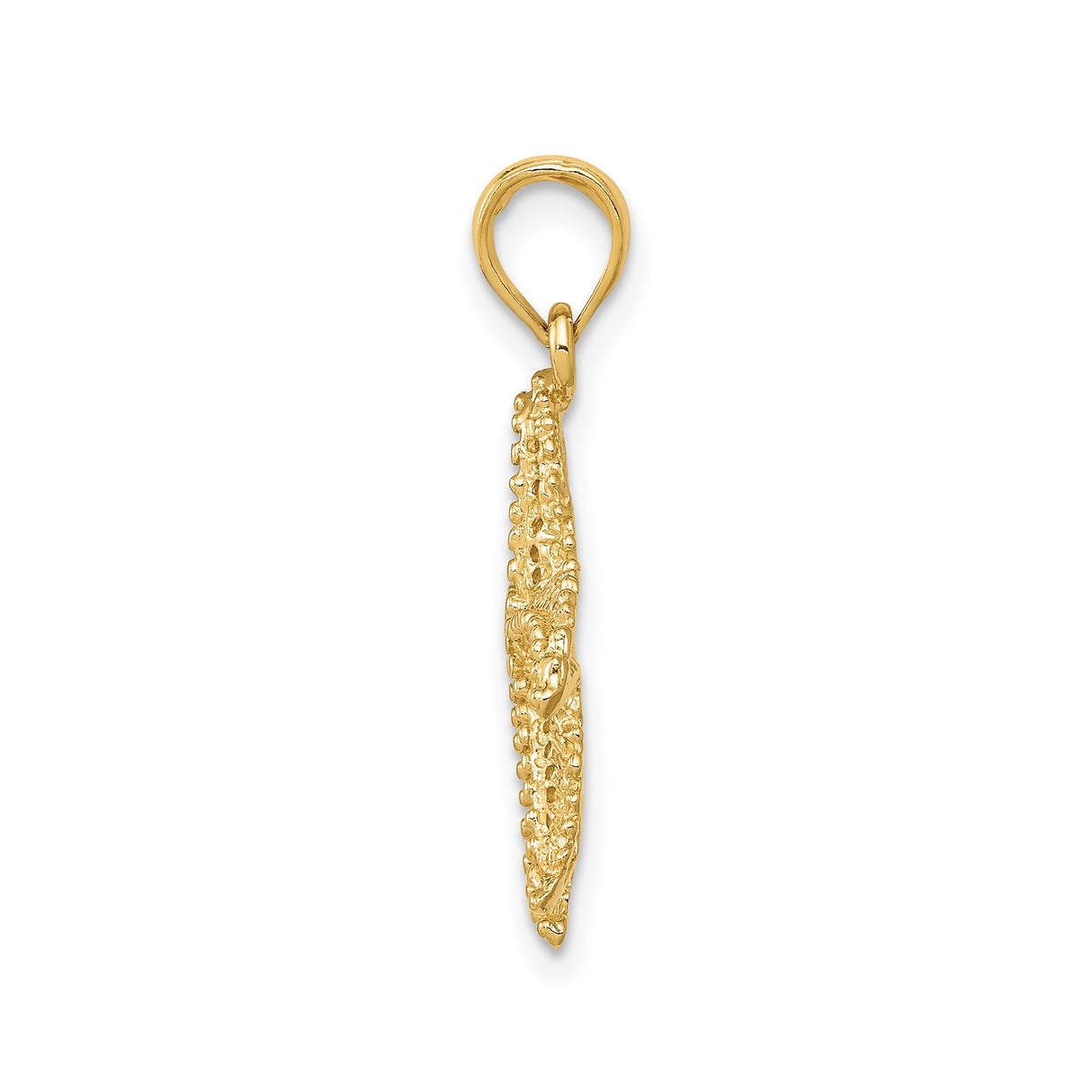 14k Yellow Gold Starfish Pendant, Textured Coastal Charm, Nautical Ocean Jewelry for Women
