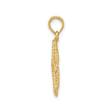 14k Yellow Gold Starfish Pendant, Textured Coastal Charm, Nautical Ocean Jewelry for Women