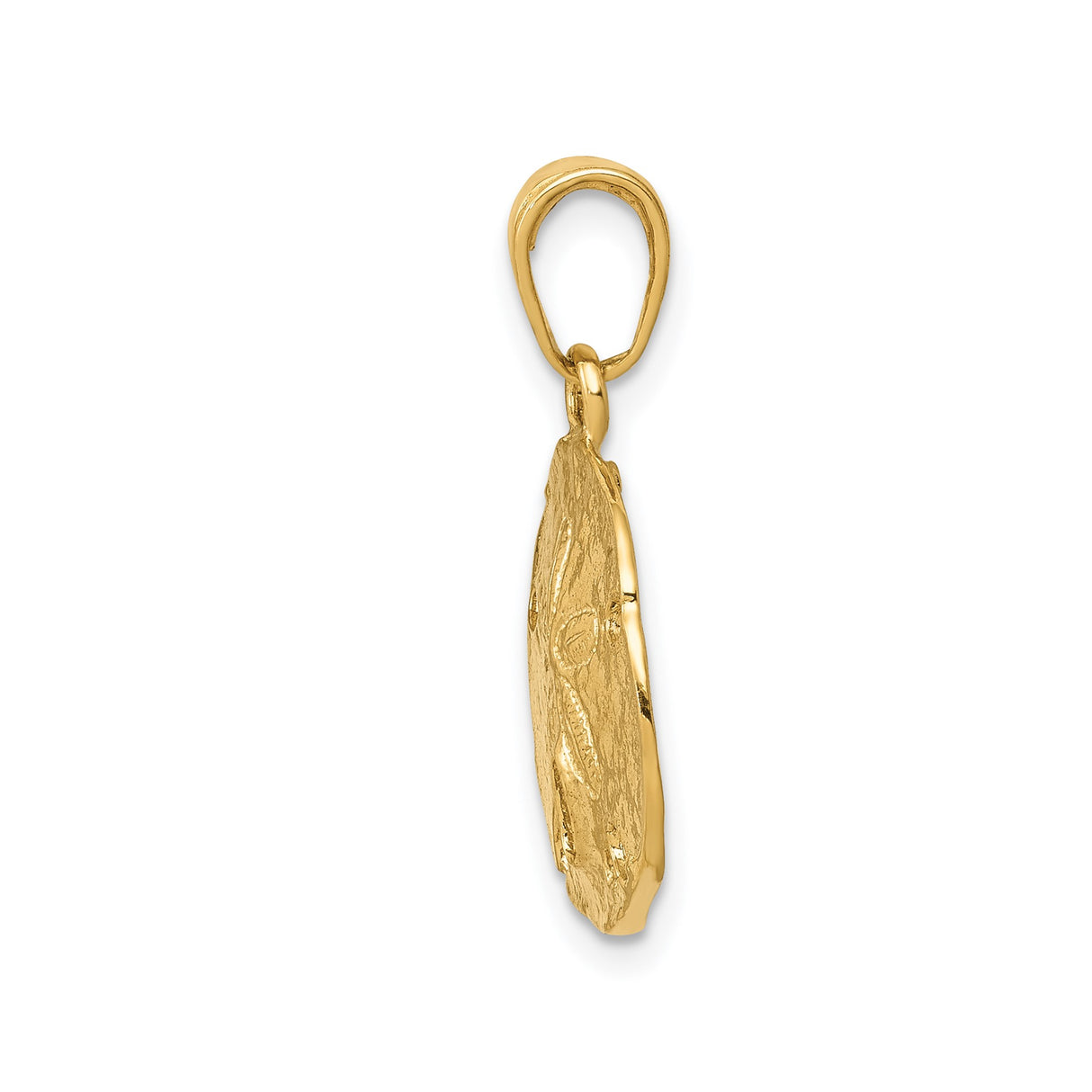 14k Yellow Gold Sand Dollar Pendant, Textured Ocean-Inspired Coastal Charm for Women