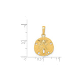 14k Yellow Gold Sand Dollar Pendant, Textured Ocean-Inspired Coastal Charm for Women